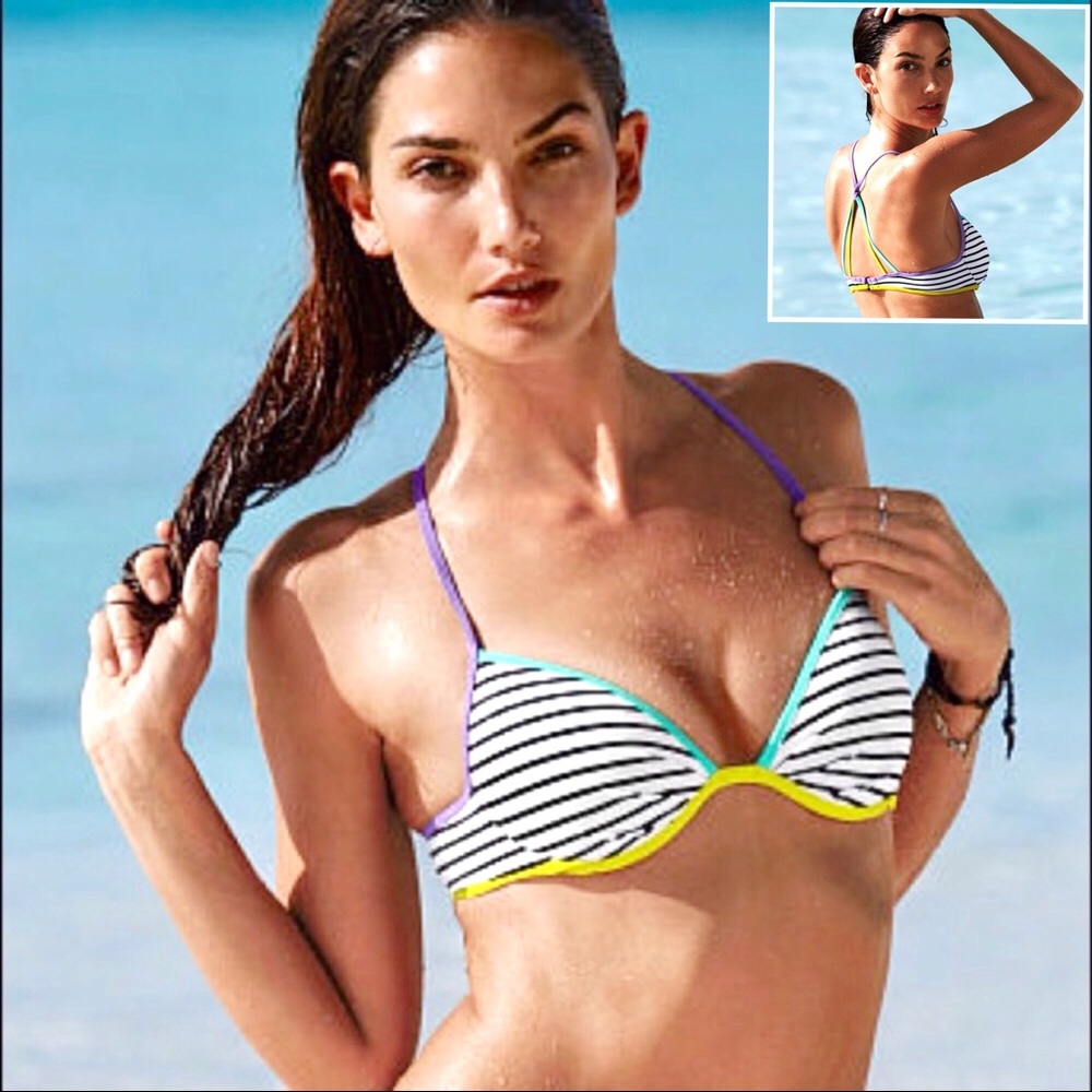 VS Pink Fabulous Stripes Push-Up Bikini Top 36B - Picture 5 of 8